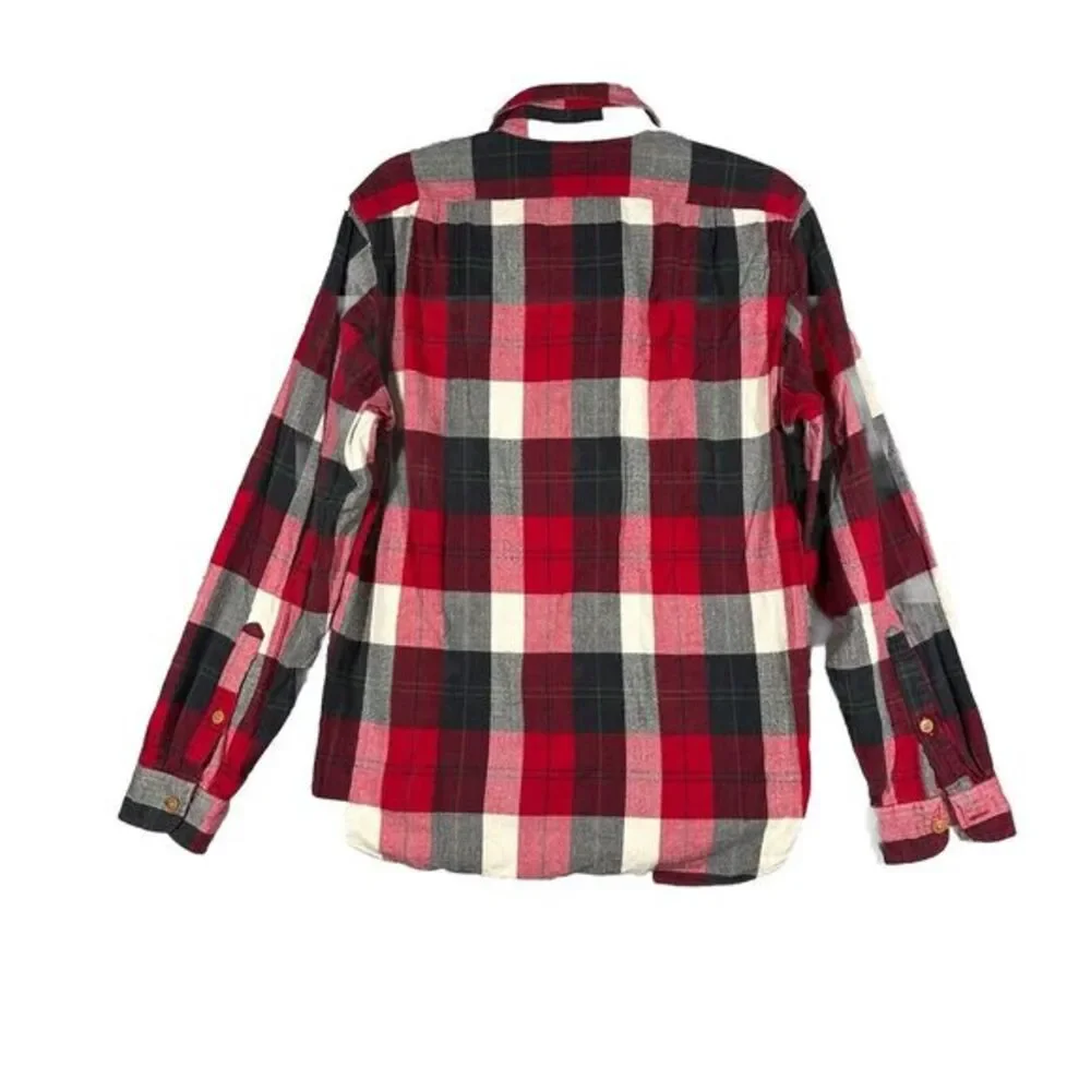 J Crew Shirt‎ Mens Medium Fit Red Buffalo Plaid Flannel Long Sleeve Pockets